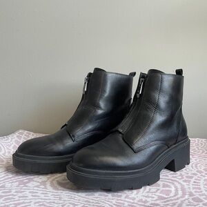 Marc Fisher black lug sole zipper ankle boots 9.5 M